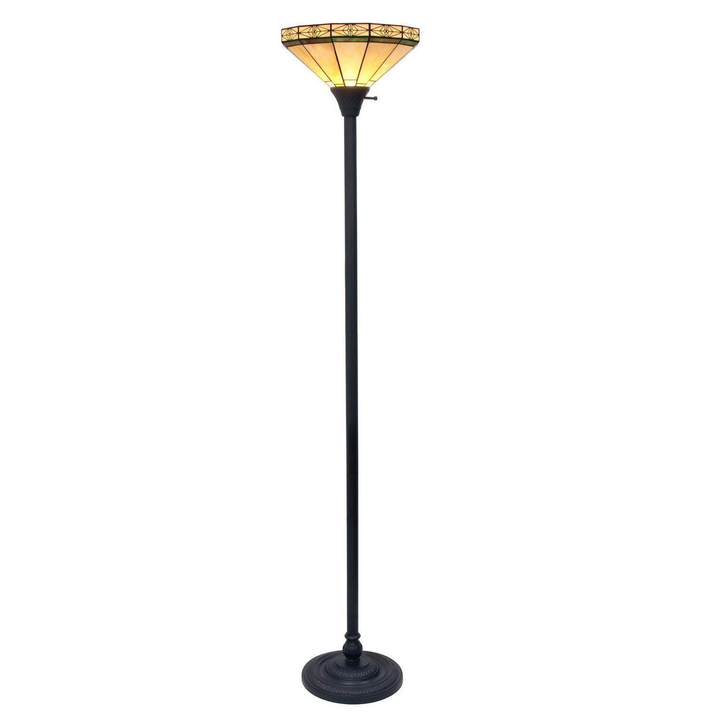 Tiffany Style Mission Design Stained Glass Torchiere Floor Lamp