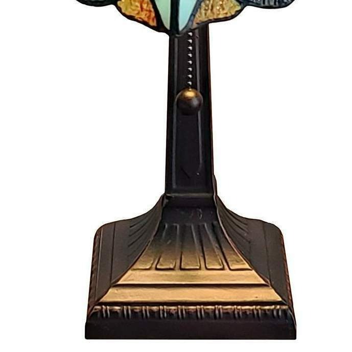 Floral Accent Mission Tiffany Style Style Stained Glass 15in Tall Table Lamp