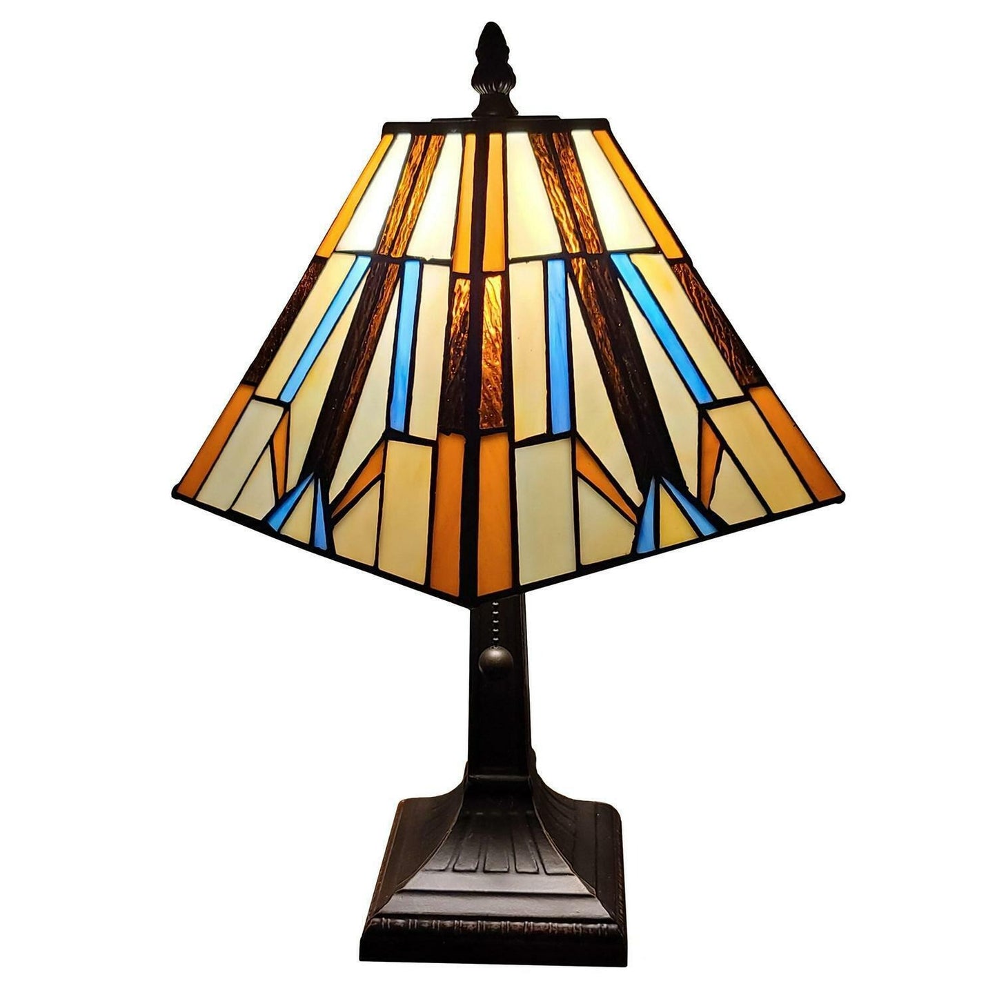 Mini 15in Tiffany Style Mission Stained Glass Table Lamp for Desk Reading Accent