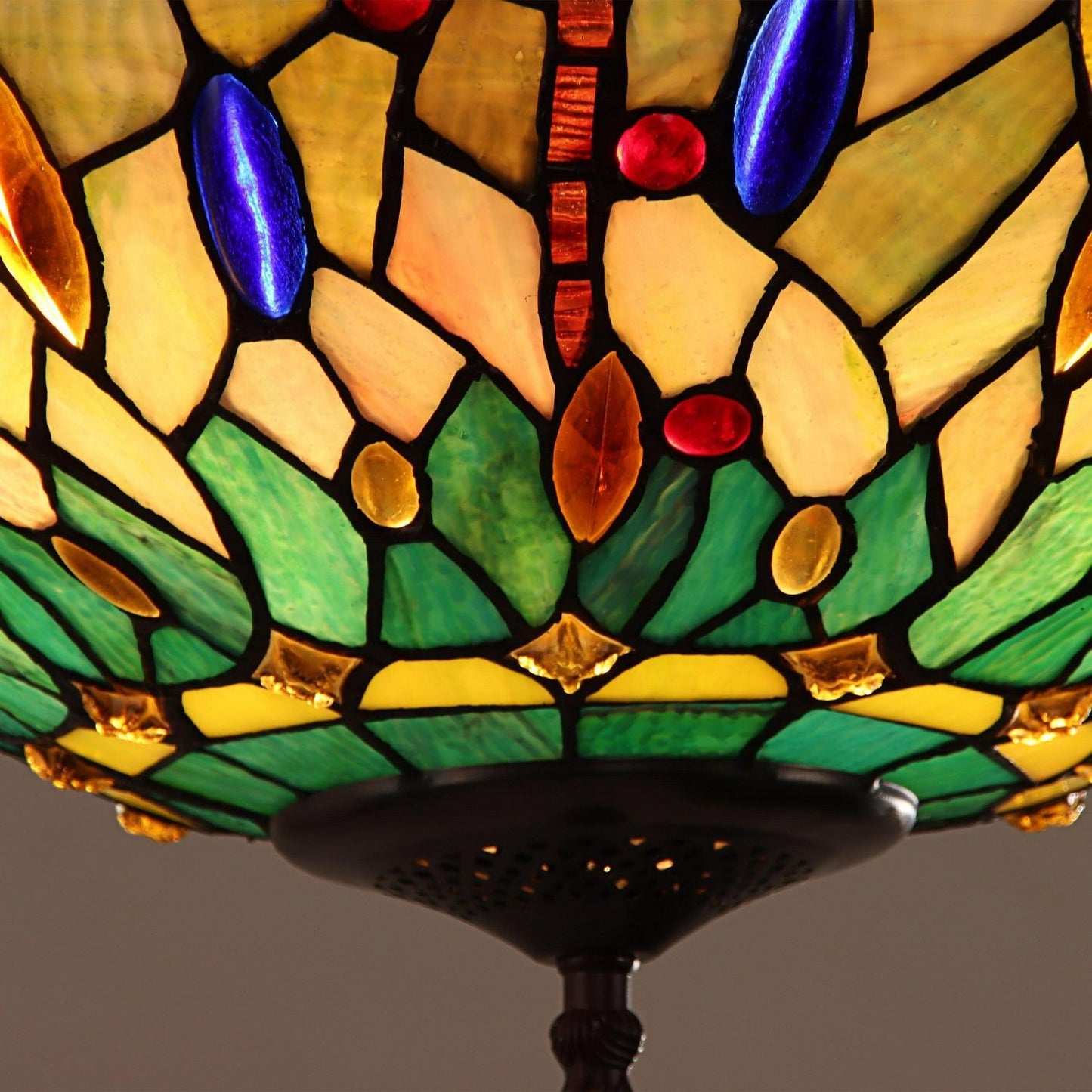 Dragonfly Design Victorian Hanging Tiffany Style Stained Glass Pendant Light
