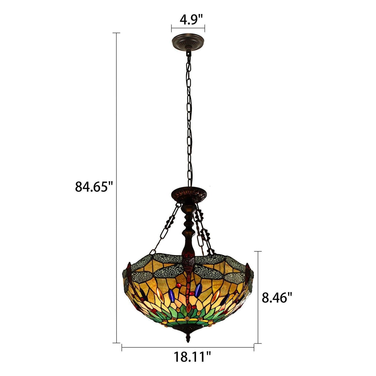 Dragonfly Design Victorian Hanging Tiffany Style Stained Glass Pendant Light