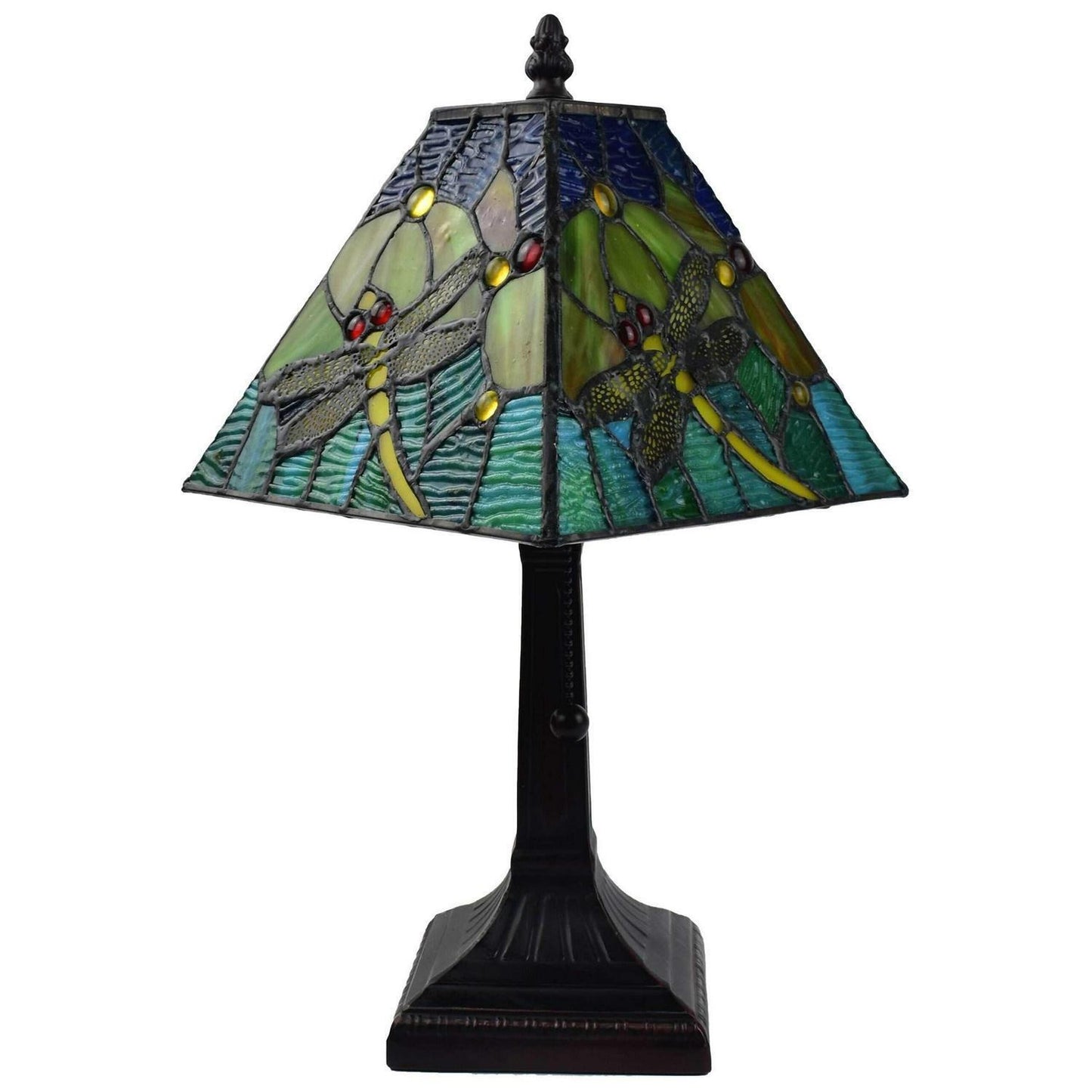 Dragonfly Table Accent Lamp Tiffany Style Mission Stained Glass 15in