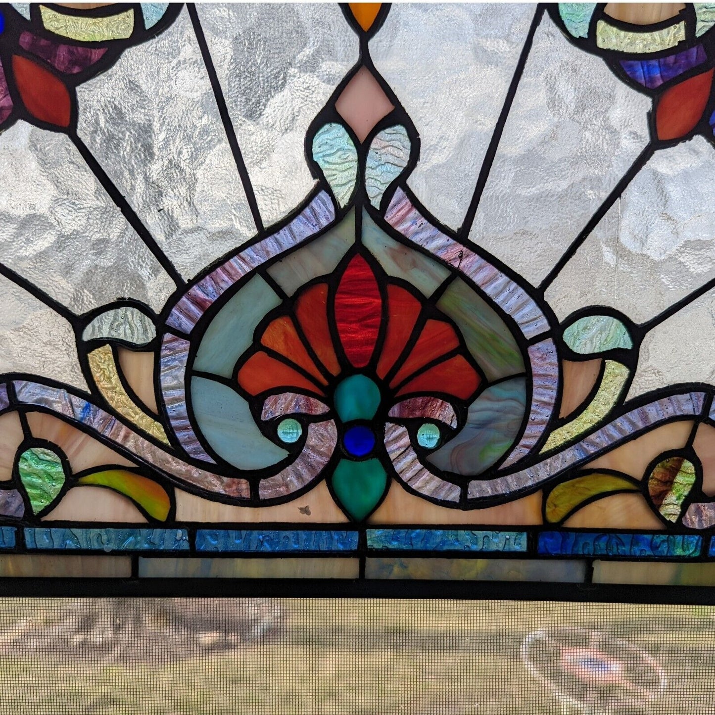 Beautiful Multicolor Stained Glass Suncatcher Window Panel 13x24