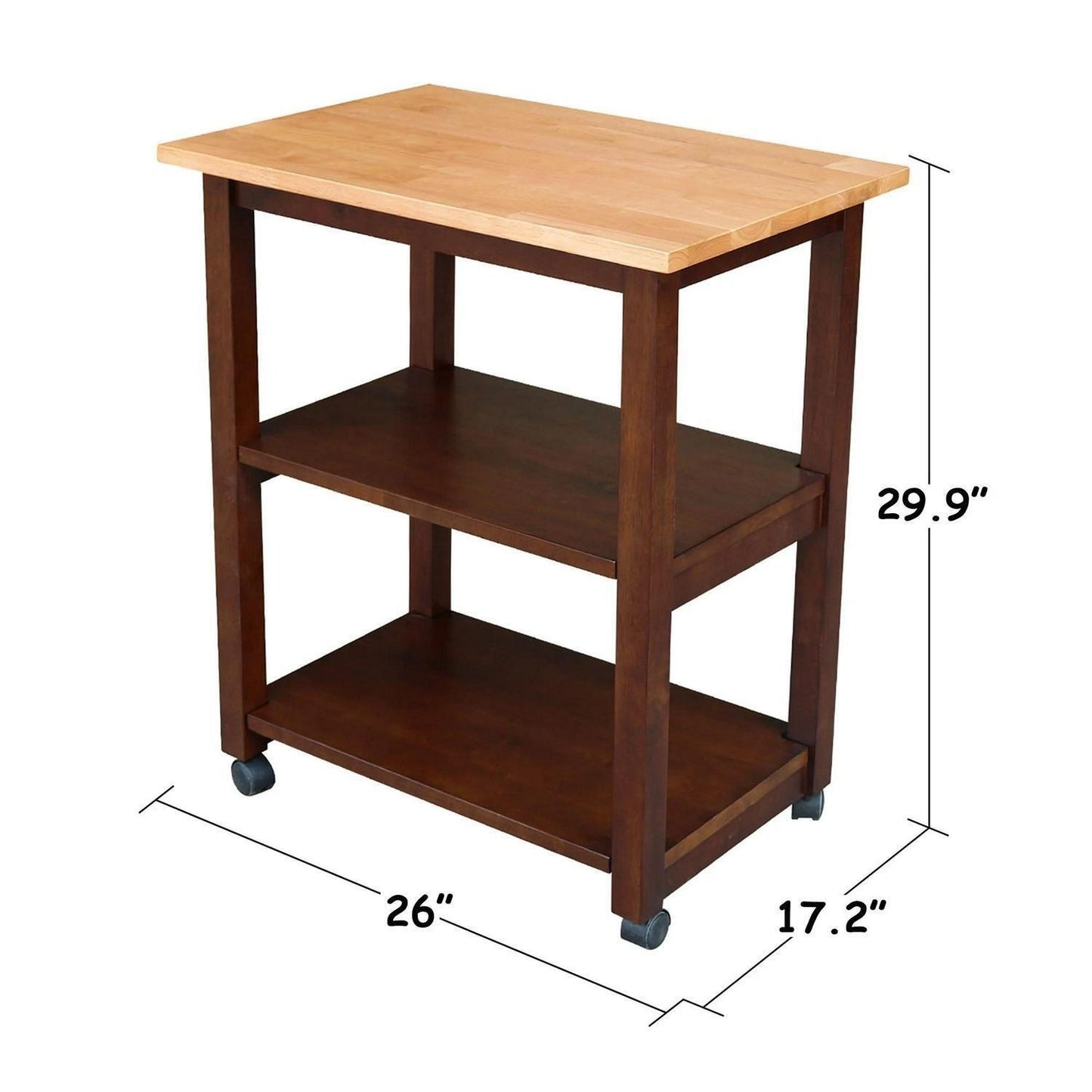 Solid Hardwood Kitchen Service Cart Tea Cart Espresso Finish