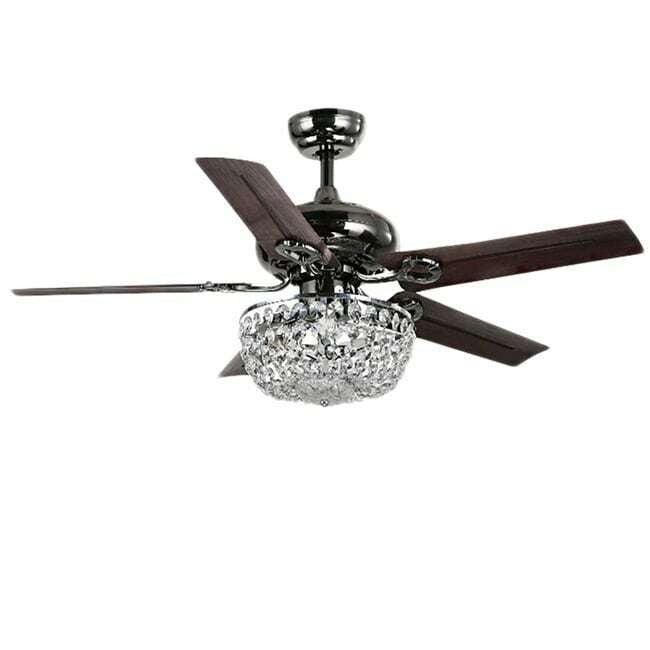 Crystal Chandelier 3-Light 5-blade 43-inch Brown Ceiling Fan -Remote