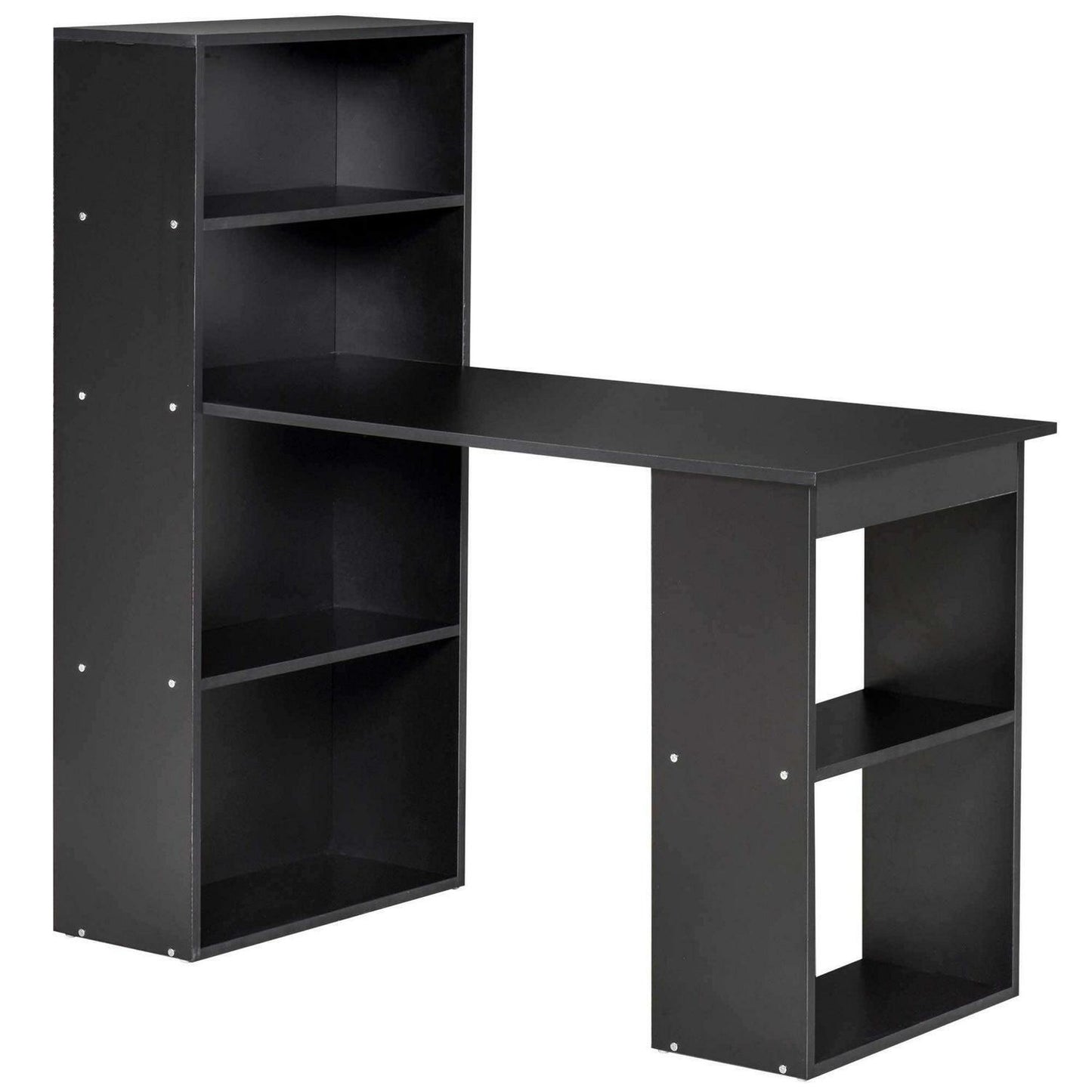 Compact Computer Desk Combo Writing Table 6-Tier Storage Shelves with Bookshelf