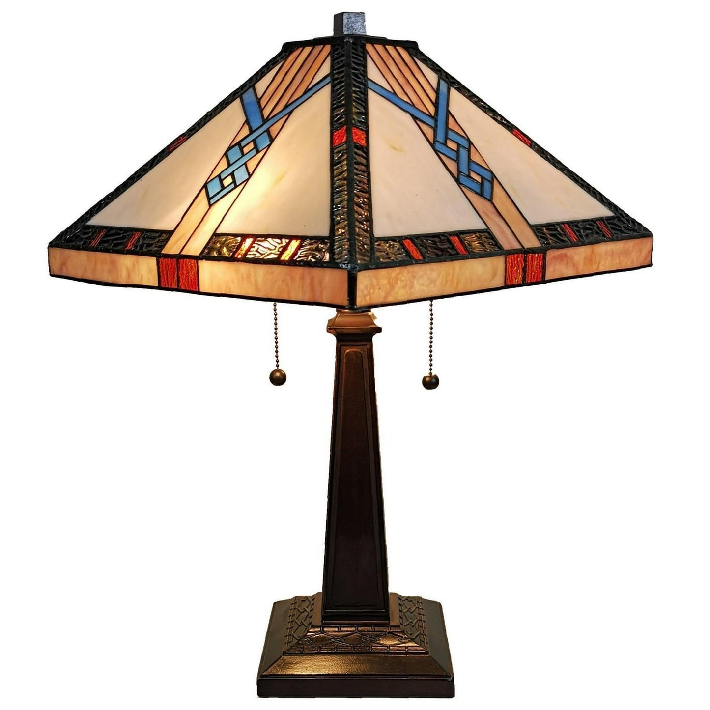 Stained Glass Tiffany Style Mission Geometric Pattern Table Accent Lamp 23in