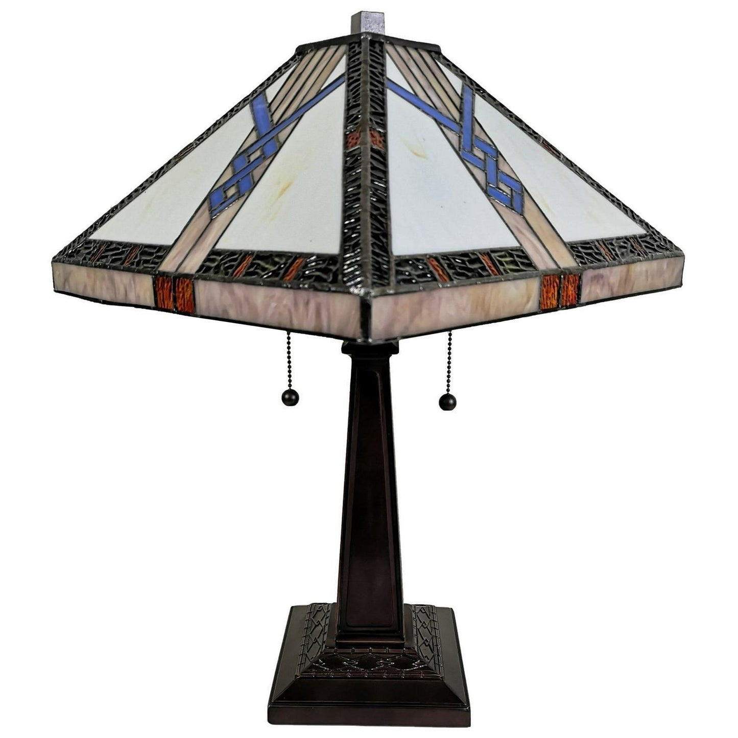 Stained Glass Tiffany Style Mission Geometric Pattern Table Accent Lamp 23in