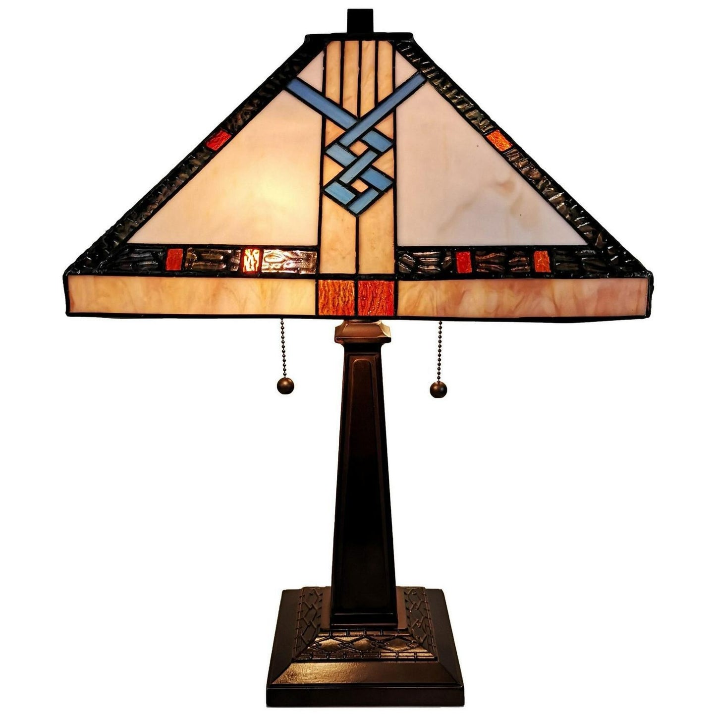 Stained Glass Tiffany Style Mission Geometric Pattern Table Accent Lamp 23in
