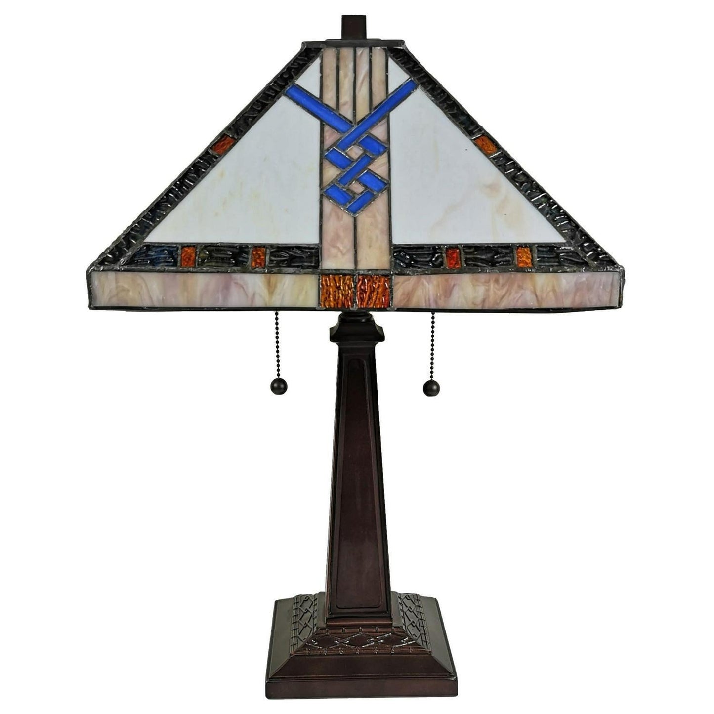 Stained Glass Tiffany Style Mission Geometric Pattern Table Accent Lamp 23in