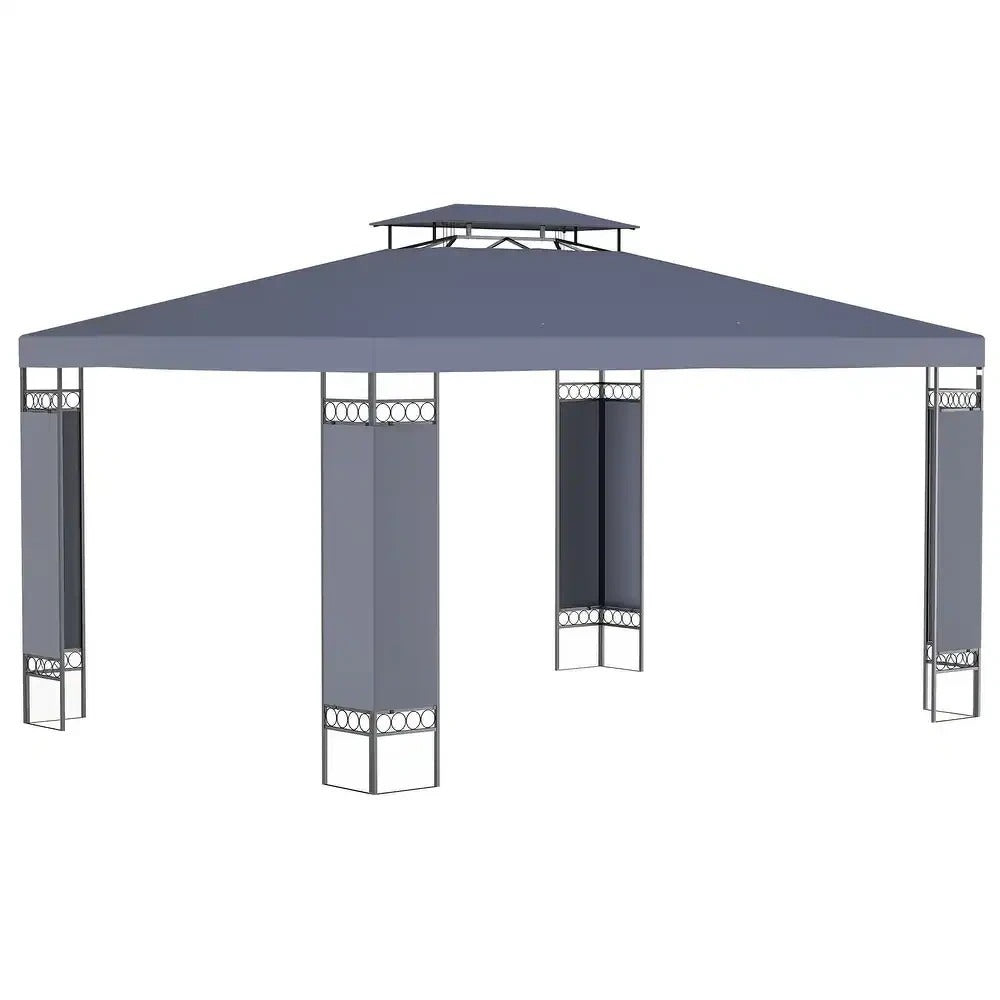 Spacious Deluxe 10x13ft Double Vented Gazebo Canopy Patio Shelter in Grey