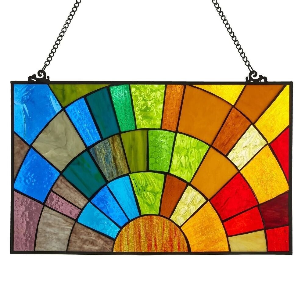 Stained Glass Rays of Sunshine Hanging Window Panel Suncatcher - 20x12in