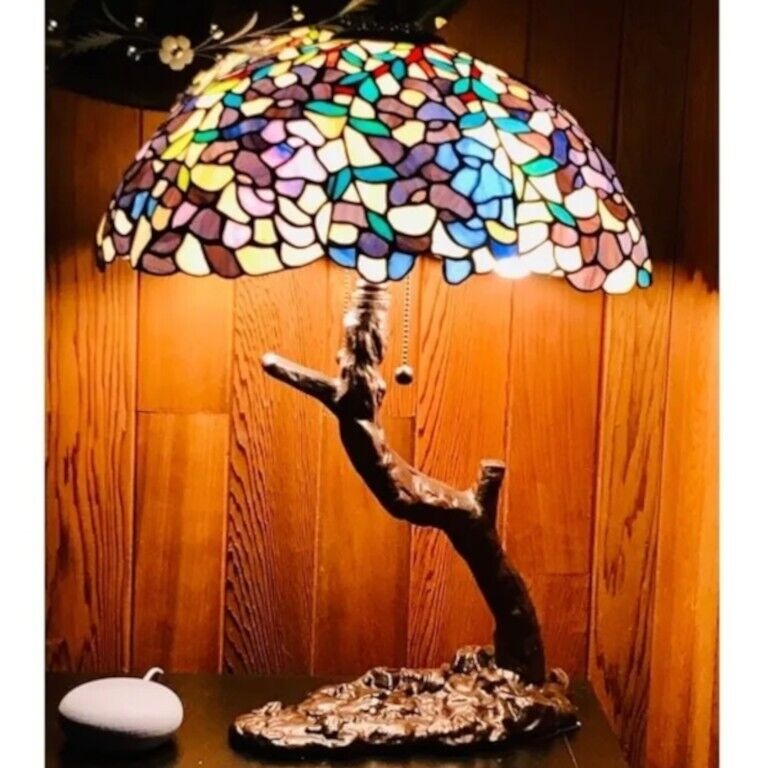 Wisteria Tree Design Tiffany Style Stained Glass Accent Table Lamp 25inT