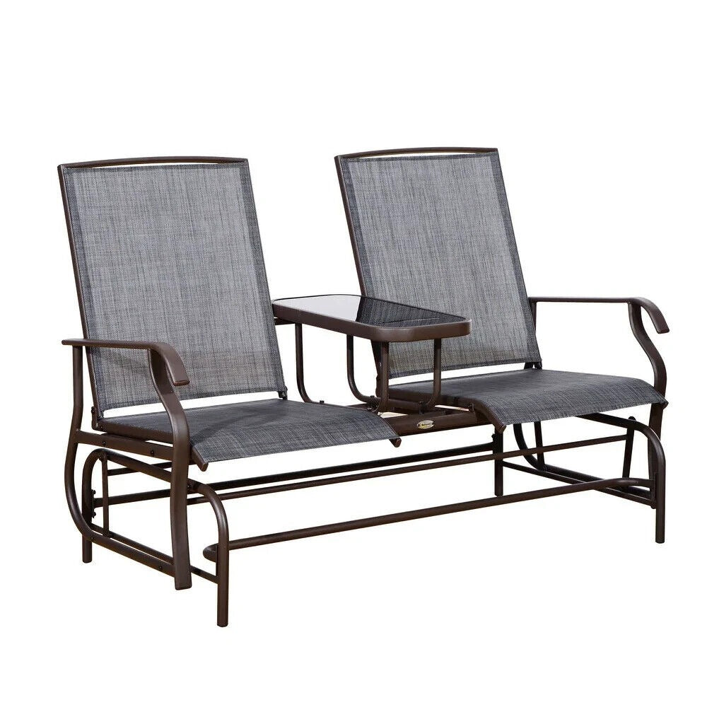 Outdoor Patio Furniture - Swing Glider Chair with Center Table in Grey