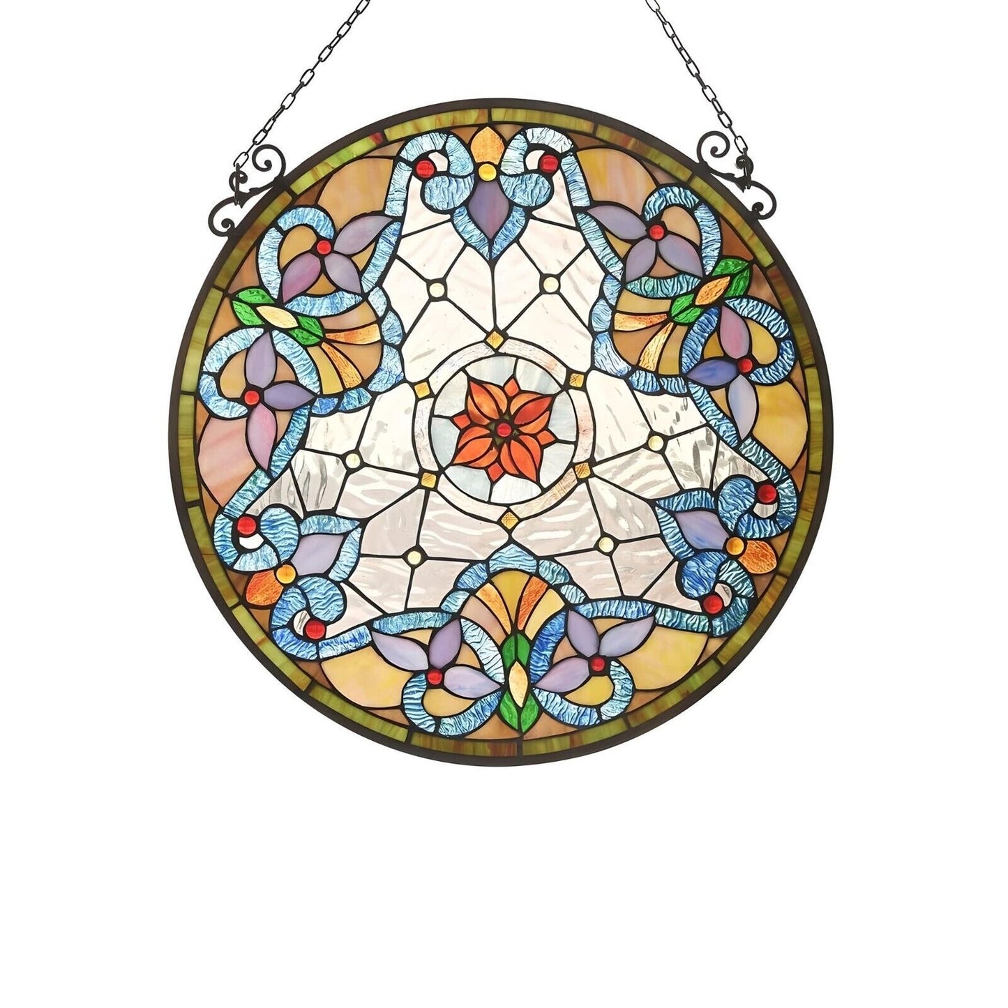 Tiffany Style Stained Glass Suncatcher Window Panel Elegant Flower 24in