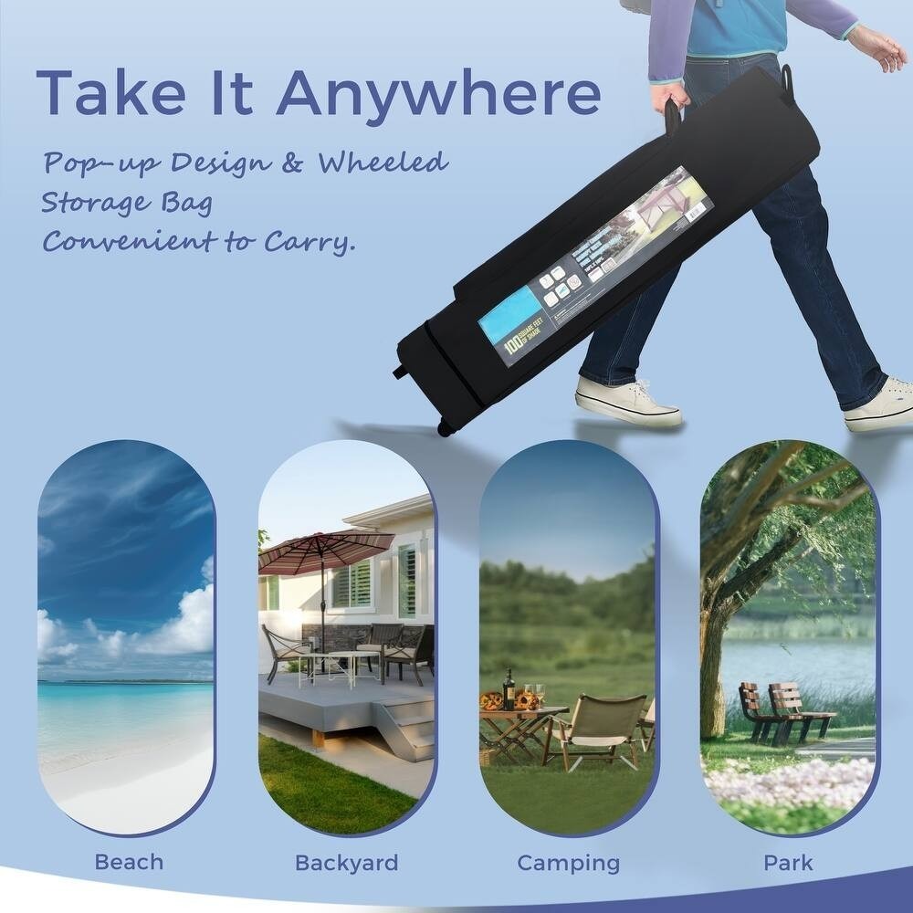 10x10ft Pop-Up Adjustable Canopy Gazebo w/ Netting, Vented Top, Wheeled Bag BLUE