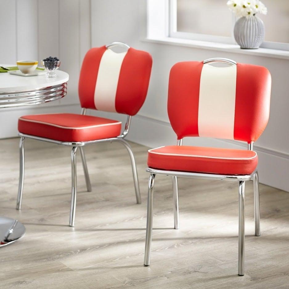 5 Piece Red Finish Vintage Retro American Style Dining Set