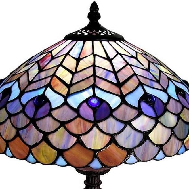 Peacock Stained Glass Tiffany Style Table Accent Lamp 18inch