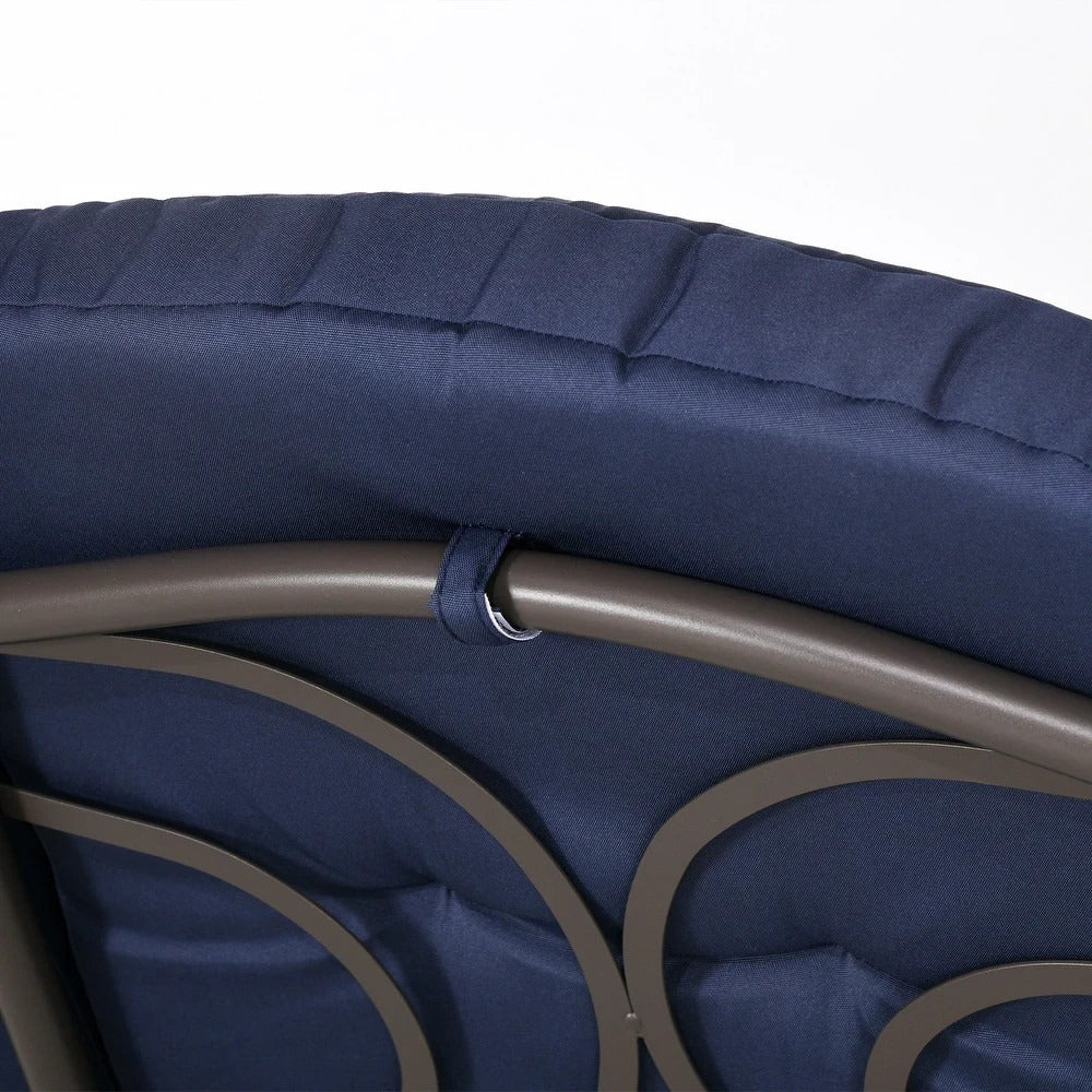 Navy Blue 3 Person Outdoor Patio Porch Swing with Canopy, Cushions, Pillows