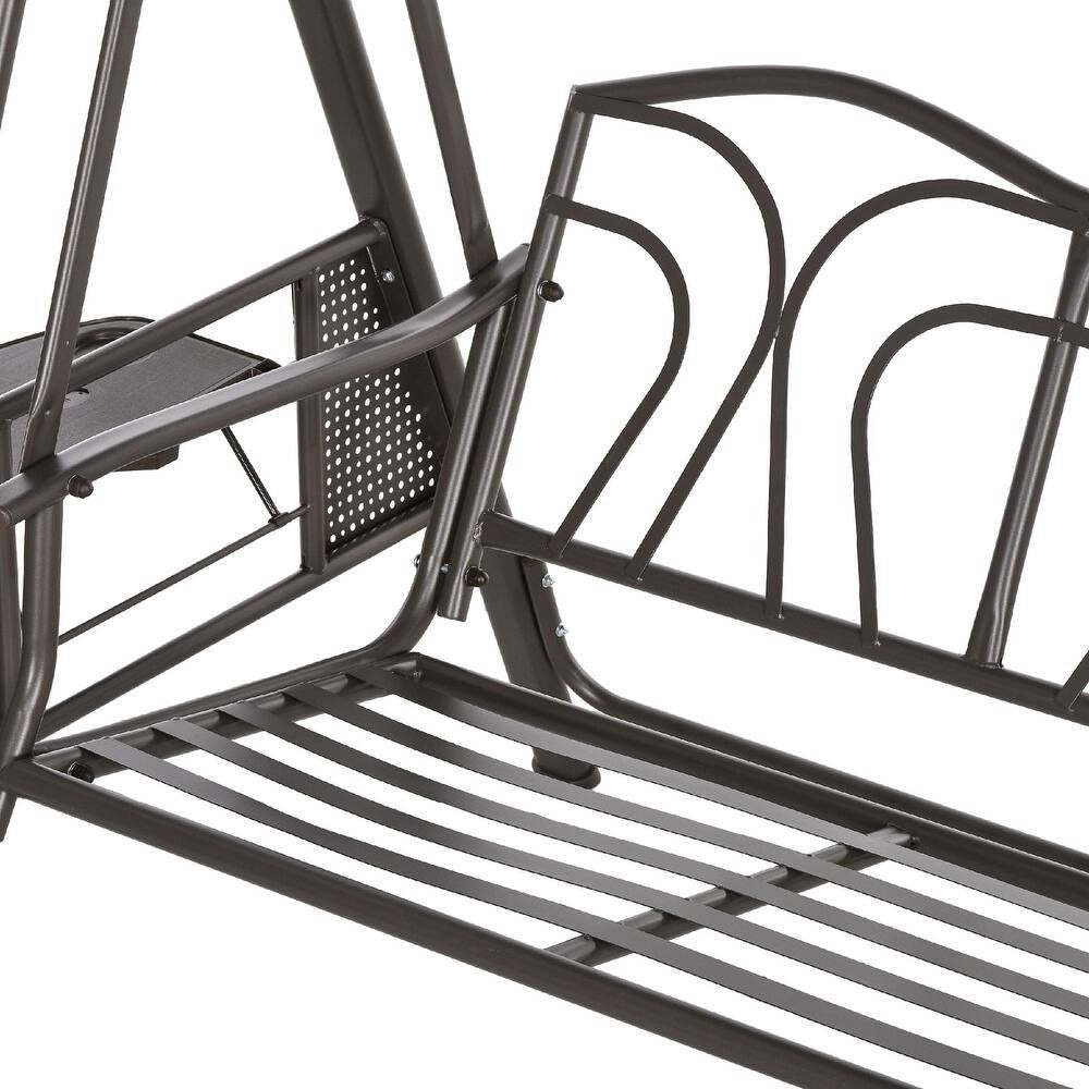 Navy Blue 3 Person Outdoor Patio Porch Swing with Canopy, Cushions, Pillows