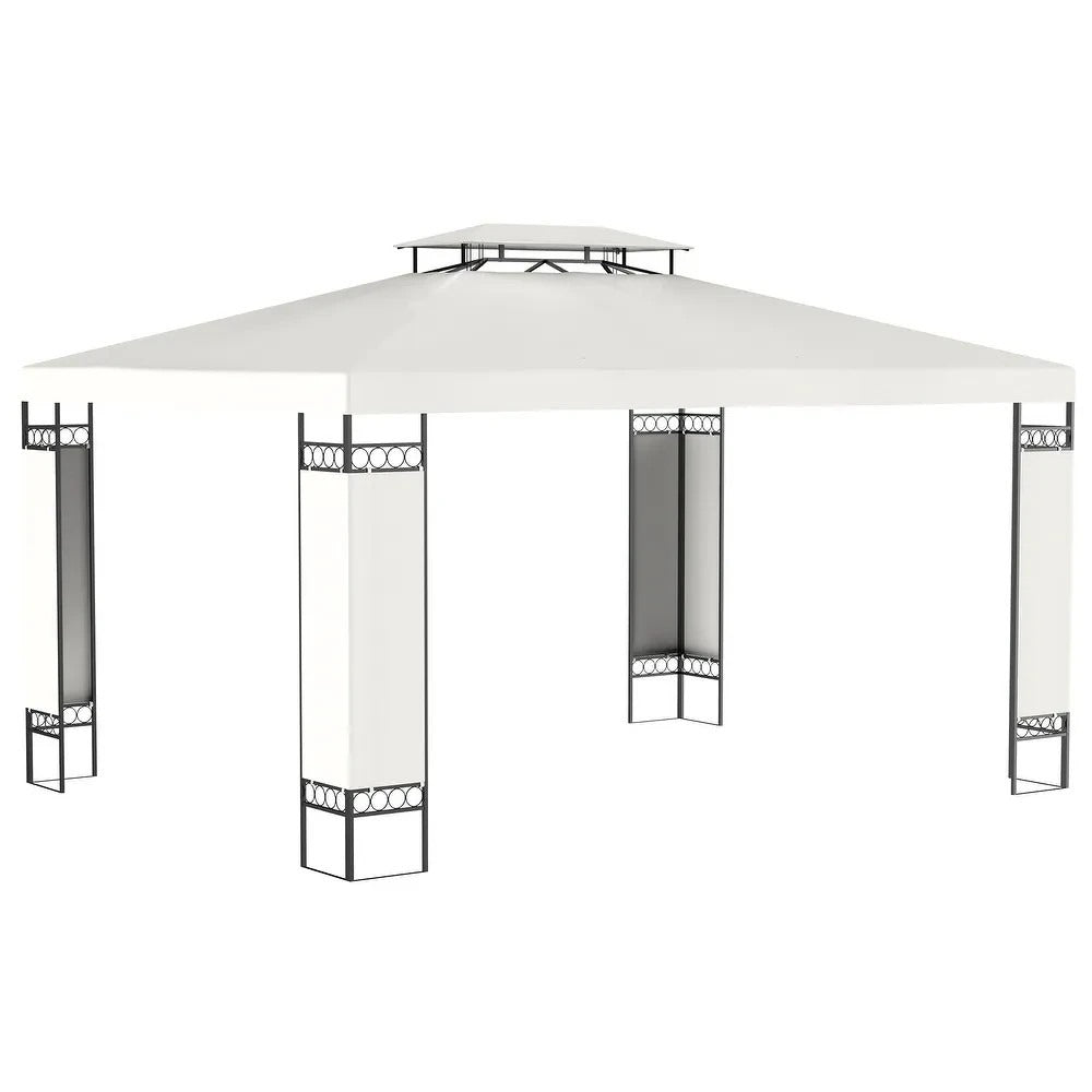 Spacious Deluxe 10x13ft Double Vented Gazebo Canopy Patio Shelter in Cream White