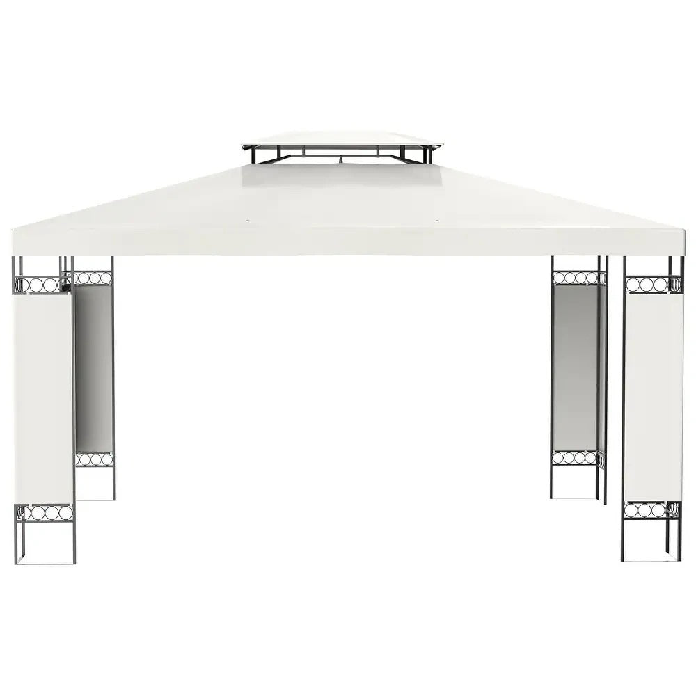 Spacious Deluxe 10x13ft Double Vented Gazebo Canopy Patio Shelter in Cream White