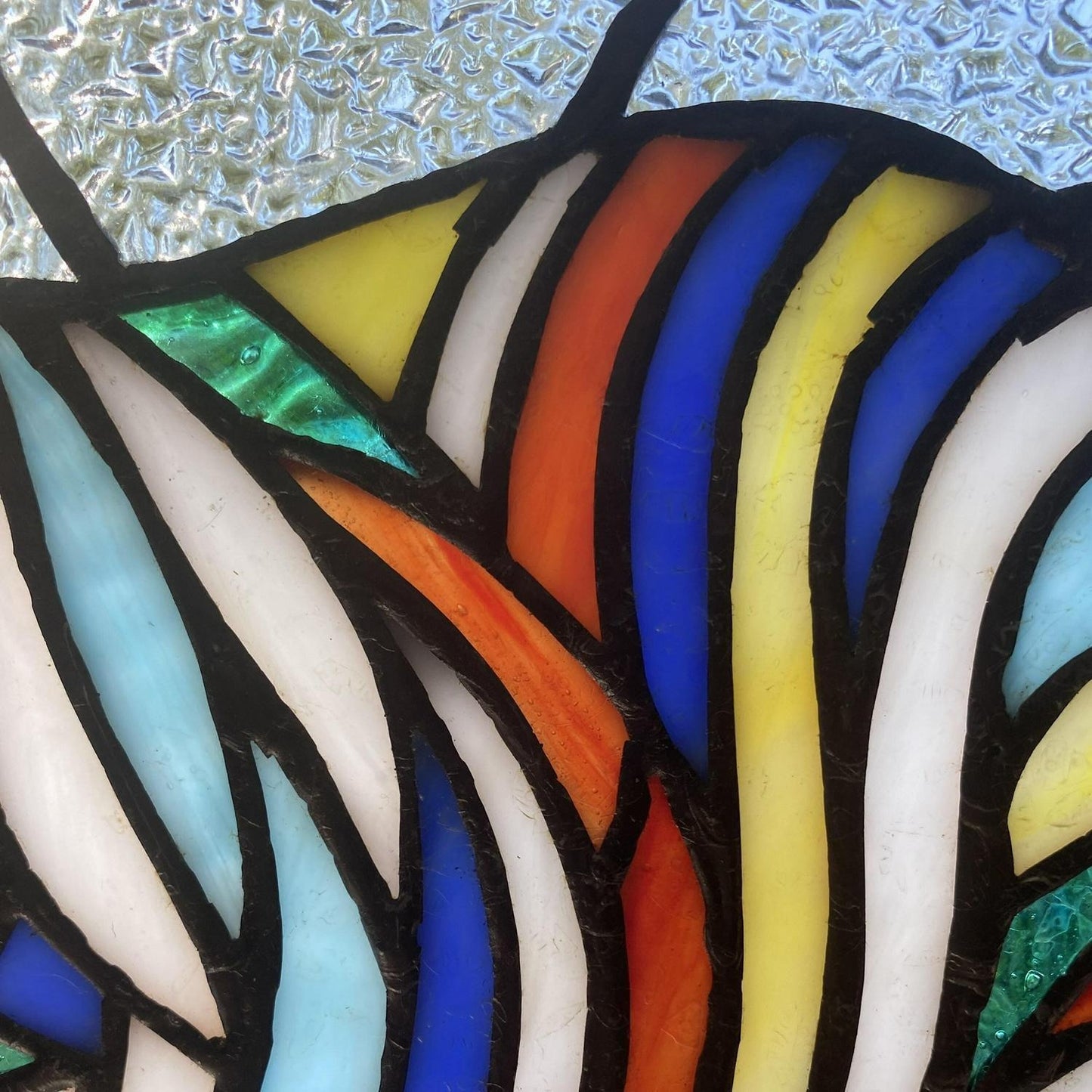 12in Square Zebra Theme Stained Glass Window Panel Suncatcher