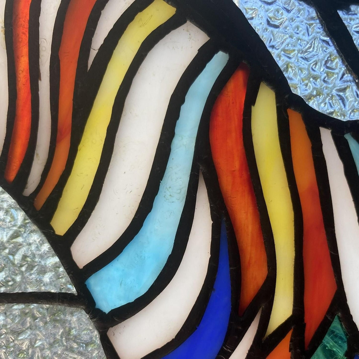 12in Square Zebra Theme Stained Glass Window Panel Suncatcher