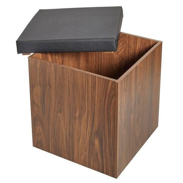 Dining Set Table With 4 Storage Ottomans 5 Piece Dining Set Brown Walnut Finish