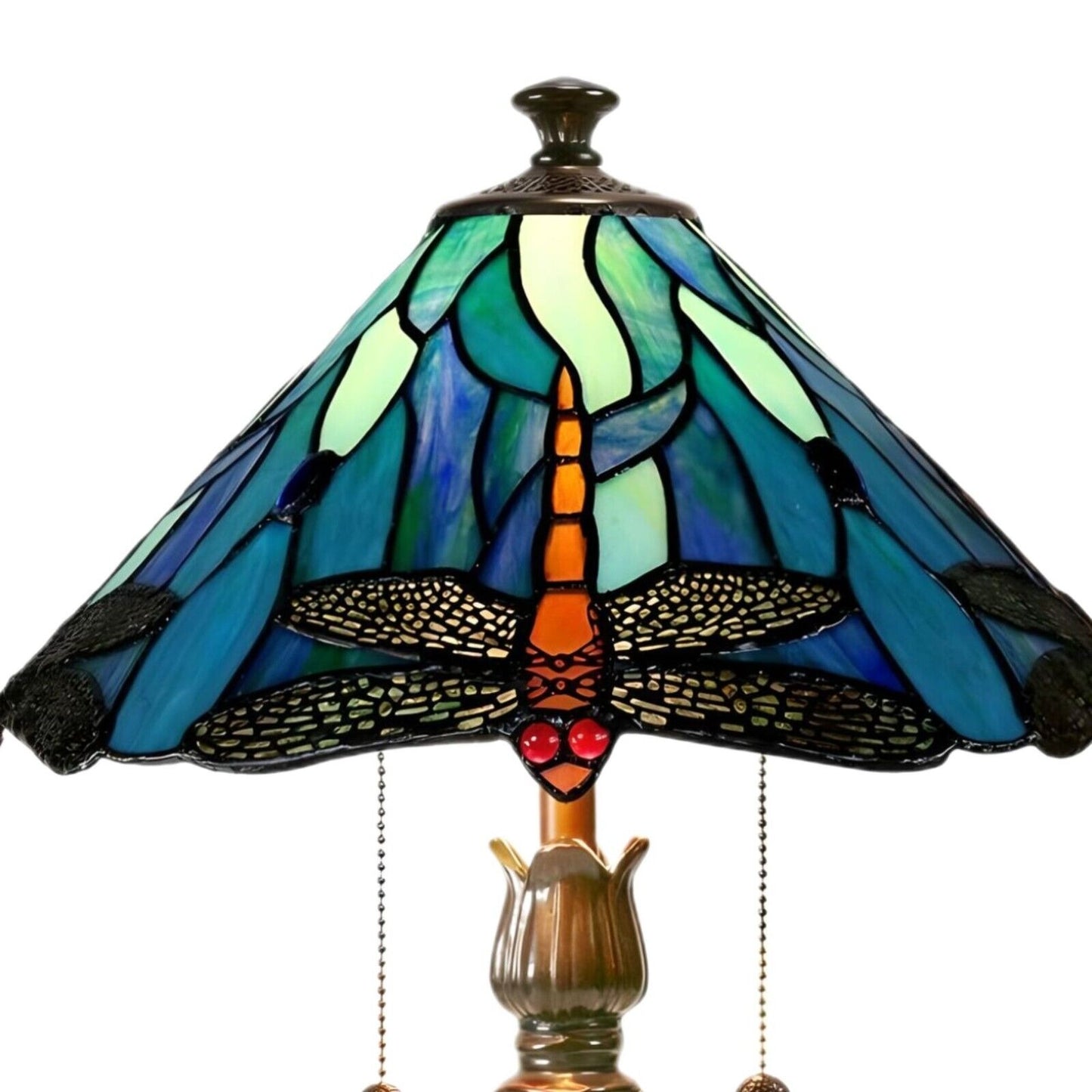 Tiffany Style Iconic Blue Dragonfly Stained Glass Table Lamp Accent Lamp 22in