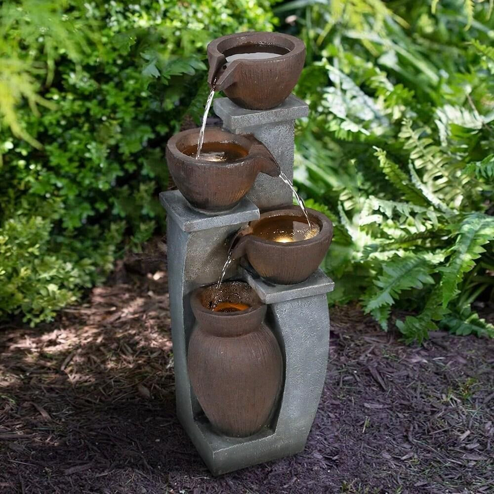 4-Tier Bowl Water Fountain- Garden, Patio, Deck, Backyard Decor Med Size 32.8inT