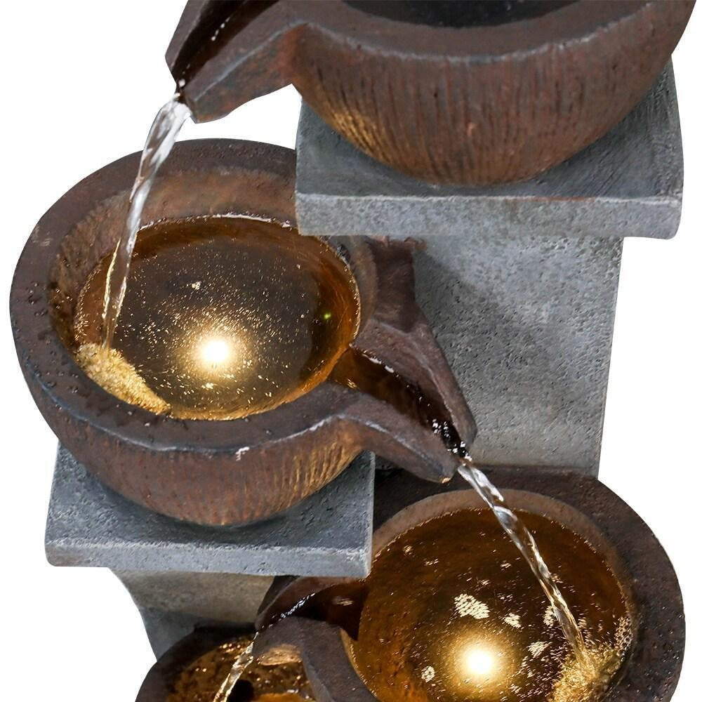 4-Tier Bowl Water Fountain- Garden, Patio, Deck, Backyard Decor Med Size 32.8inT