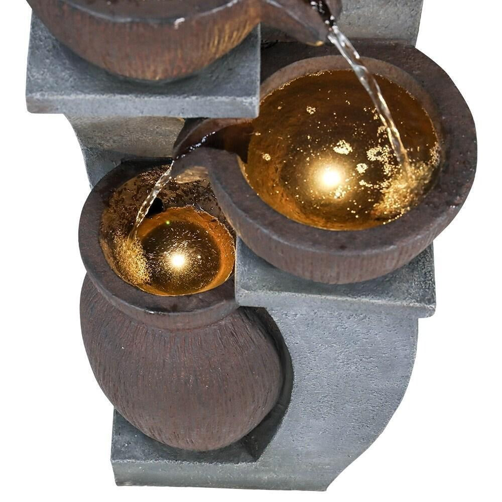 4-Tier Bowl Water Fountain- Garden, Patio, Deck, Backyard Decor Med Size 32.8inT