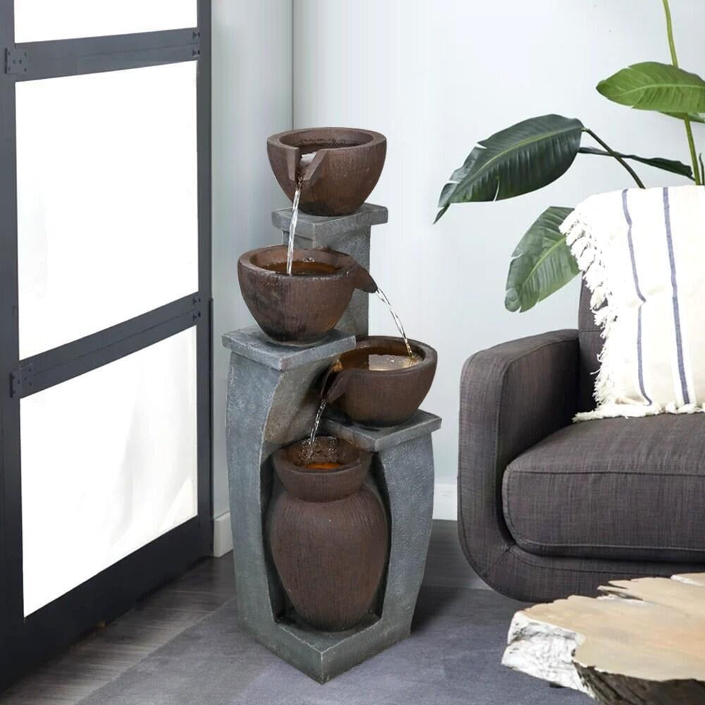 4-Tier Bowl Water Fountain- Garden, Patio, Deck, Backyard Decor Med Size 32.8inT