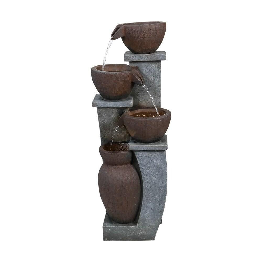 4-Tier Bowl Water Fountain- Garden, Patio, Deck, Backyard Decor Med Size 32.8inT