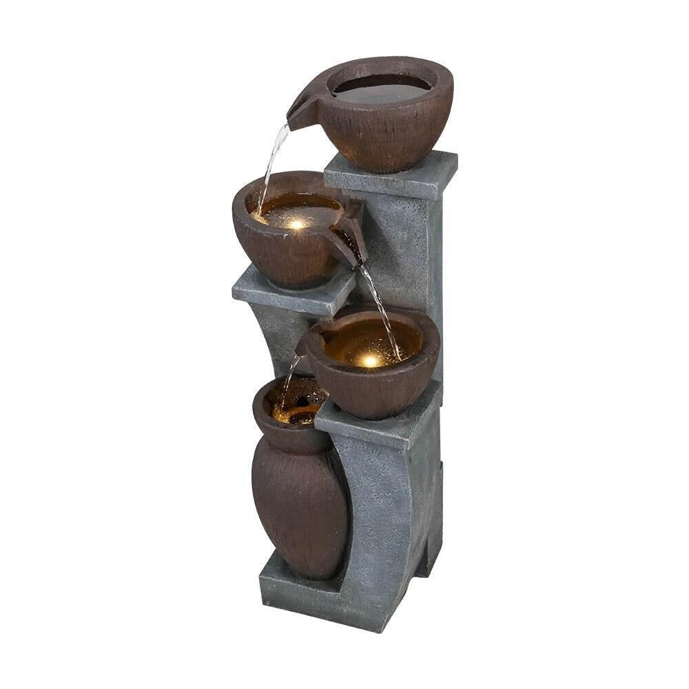 4-Tier Bowl Water Fountain- Garden, Patio, Deck, Backyard Decor Med Size 32.8inT