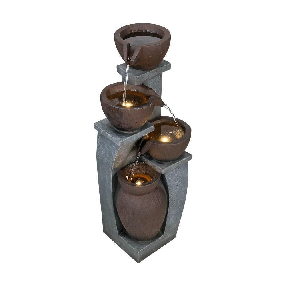 4-Tier Bowl Water Fountain- Garden, Patio, Deck, Backyard Decor Med Size 32.8inT