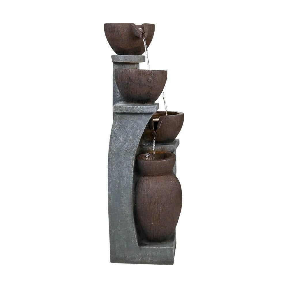 4-Tier Bowl Water Fountain- Garden, Patio, Deck, Backyard Decor Med Size 32.8inT