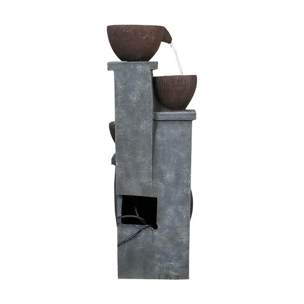 4-Tier Bowl Water Fountain- Garden, Patio, Deck, Backyard Decor Med Size 32.8inT