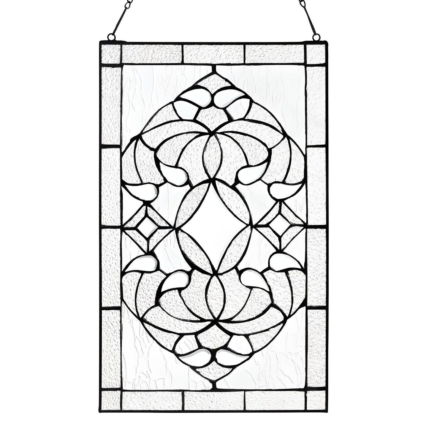 Tiffany Style Stained Glass Floral Suncatcher Window Panel Clear 12x20in