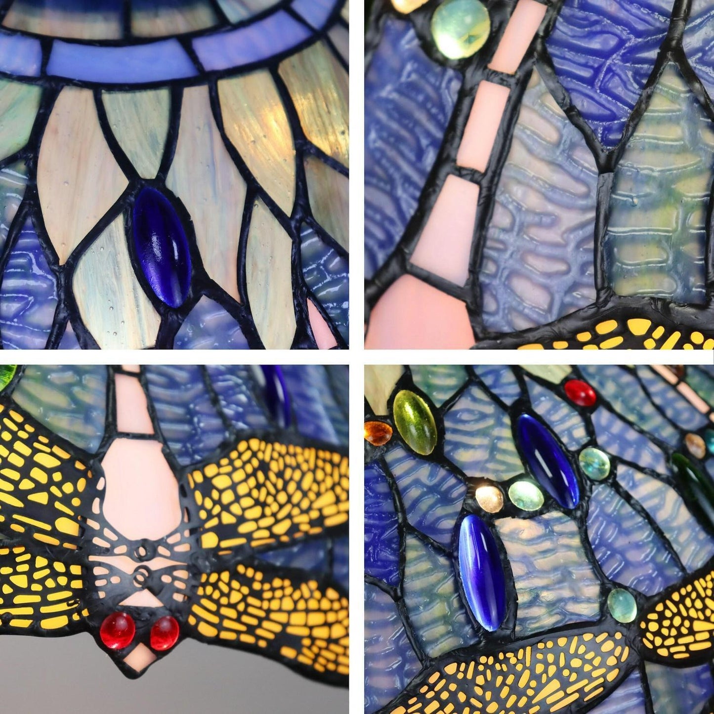 Blue Dragonfly Design Hanging Pendant Ceiling Light Tiffany Style Stained Glass