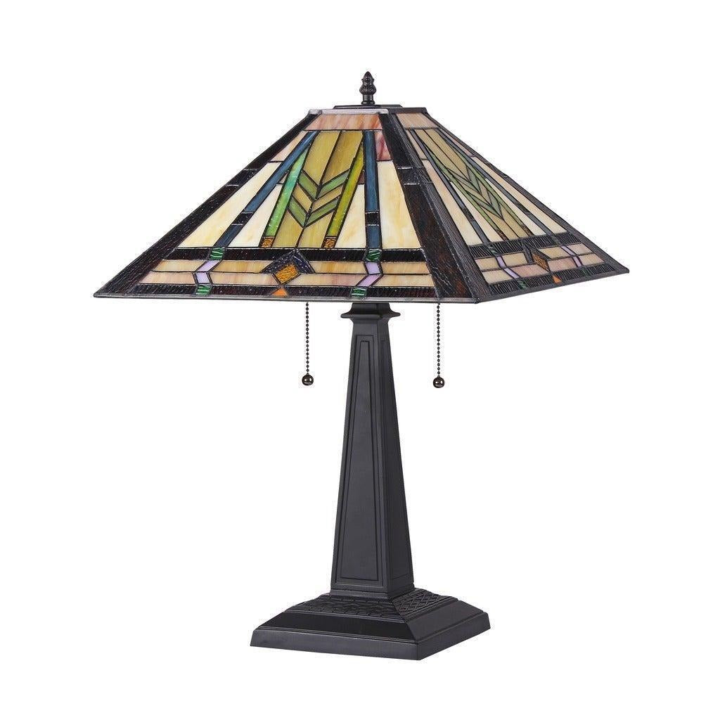 Mission Design Multi Color Stained Glass Tiffany Style Table Lamp