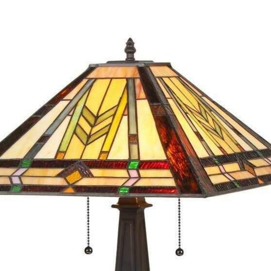 Mission Design Multi Color Stained Glass Tiffany Style Table Lamp
