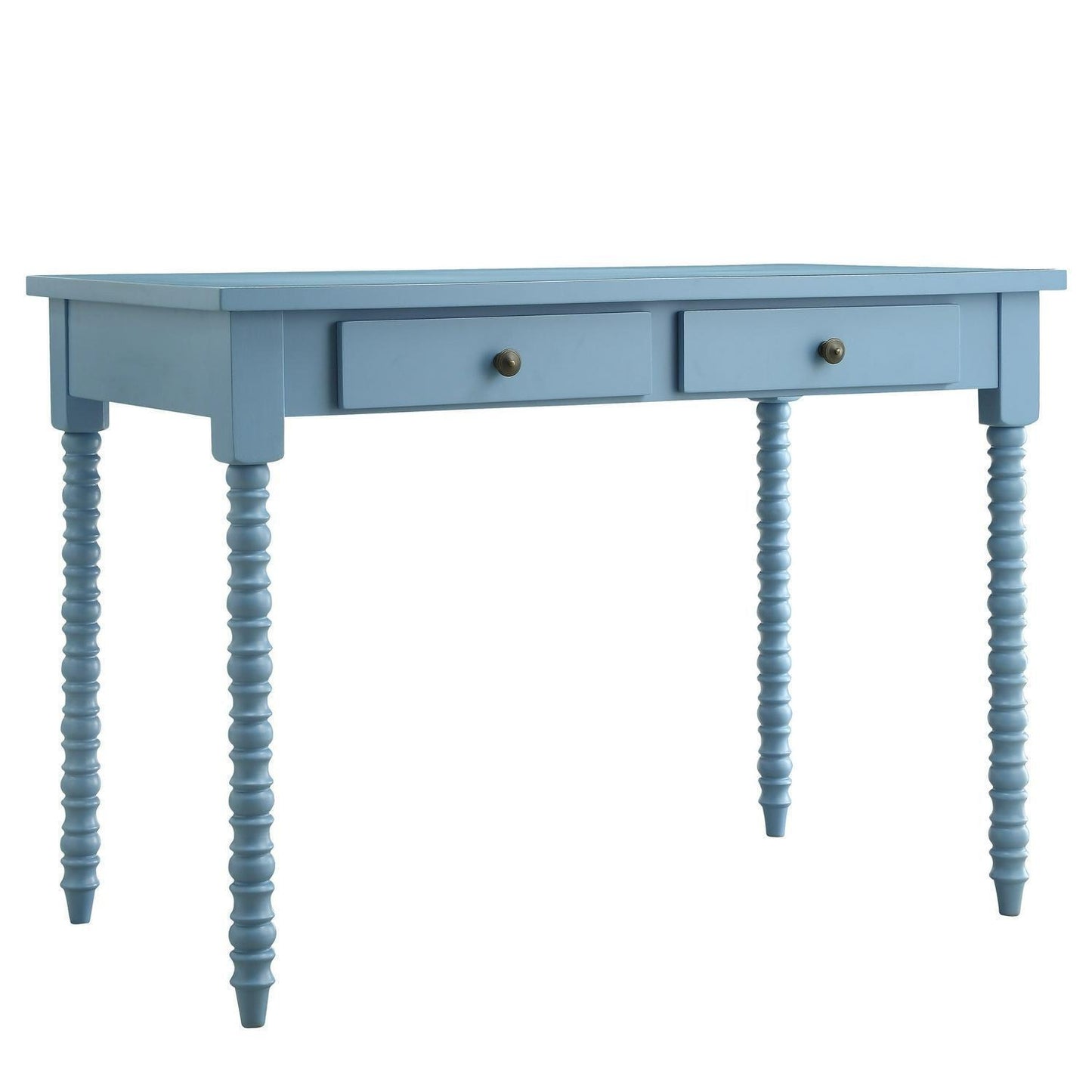 Powder Sky Blue 2 Drawer Minimalistic Office Desk Table with Helix Legs