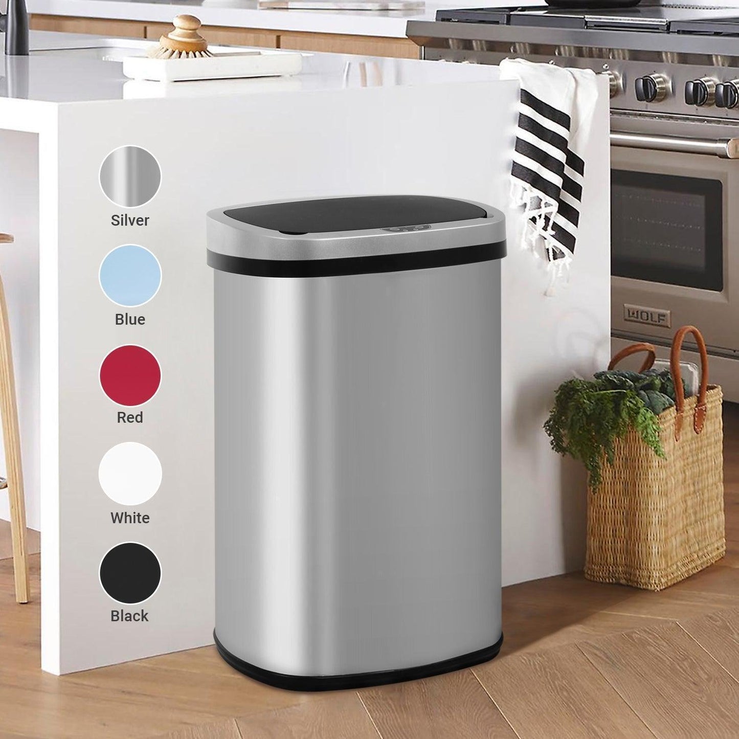 Auto Sensor Touchless Trash Can Kitchen Garbage Bin 50L/13G Stainless - in Blue