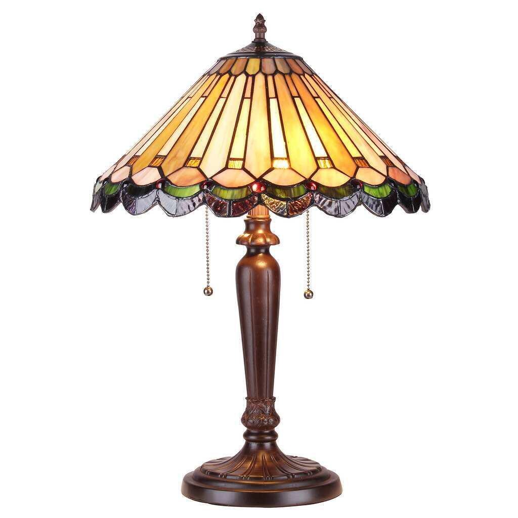 Dark Bronze Tiffany Style Victorian Design Classic 2 Light Table Lamp