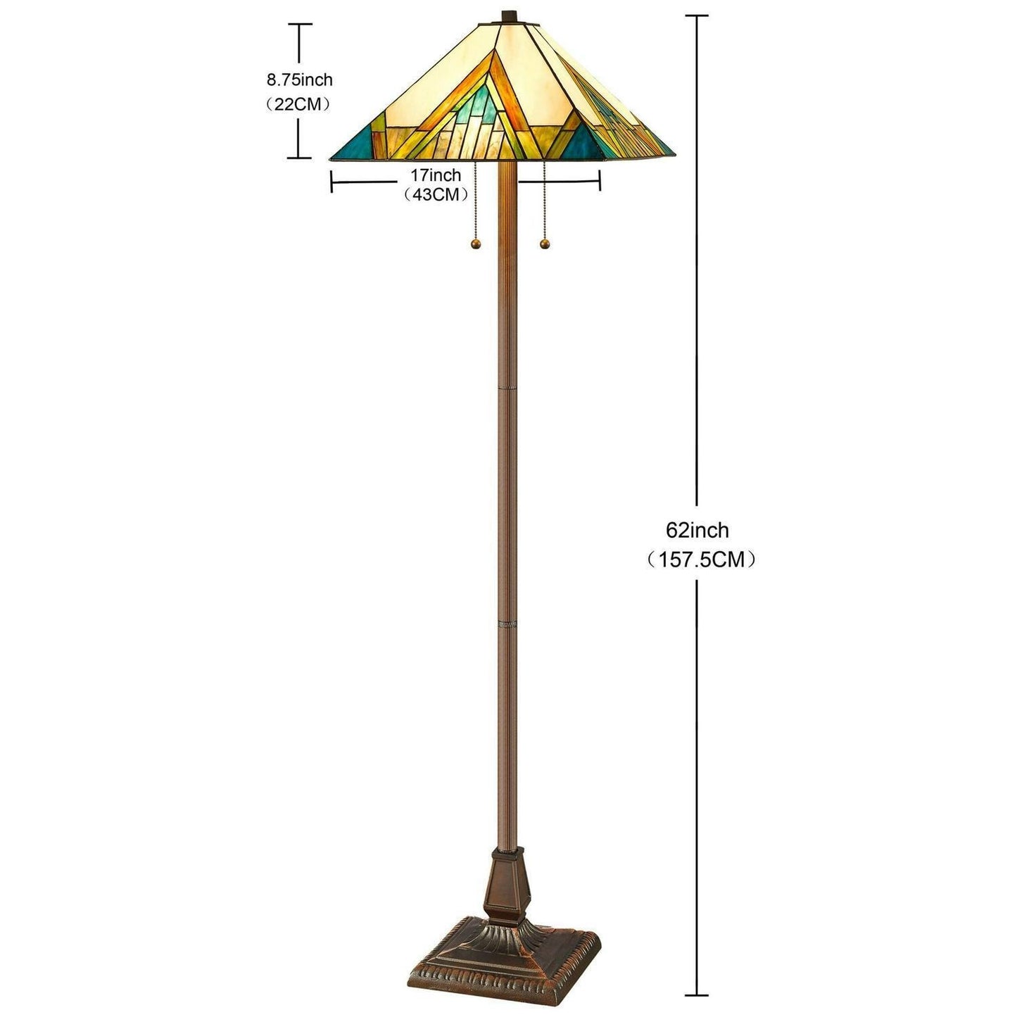 Stained Glass Mission Floor Lamp 60-inch Tiffany Style Aztec Mission Floor Lamp