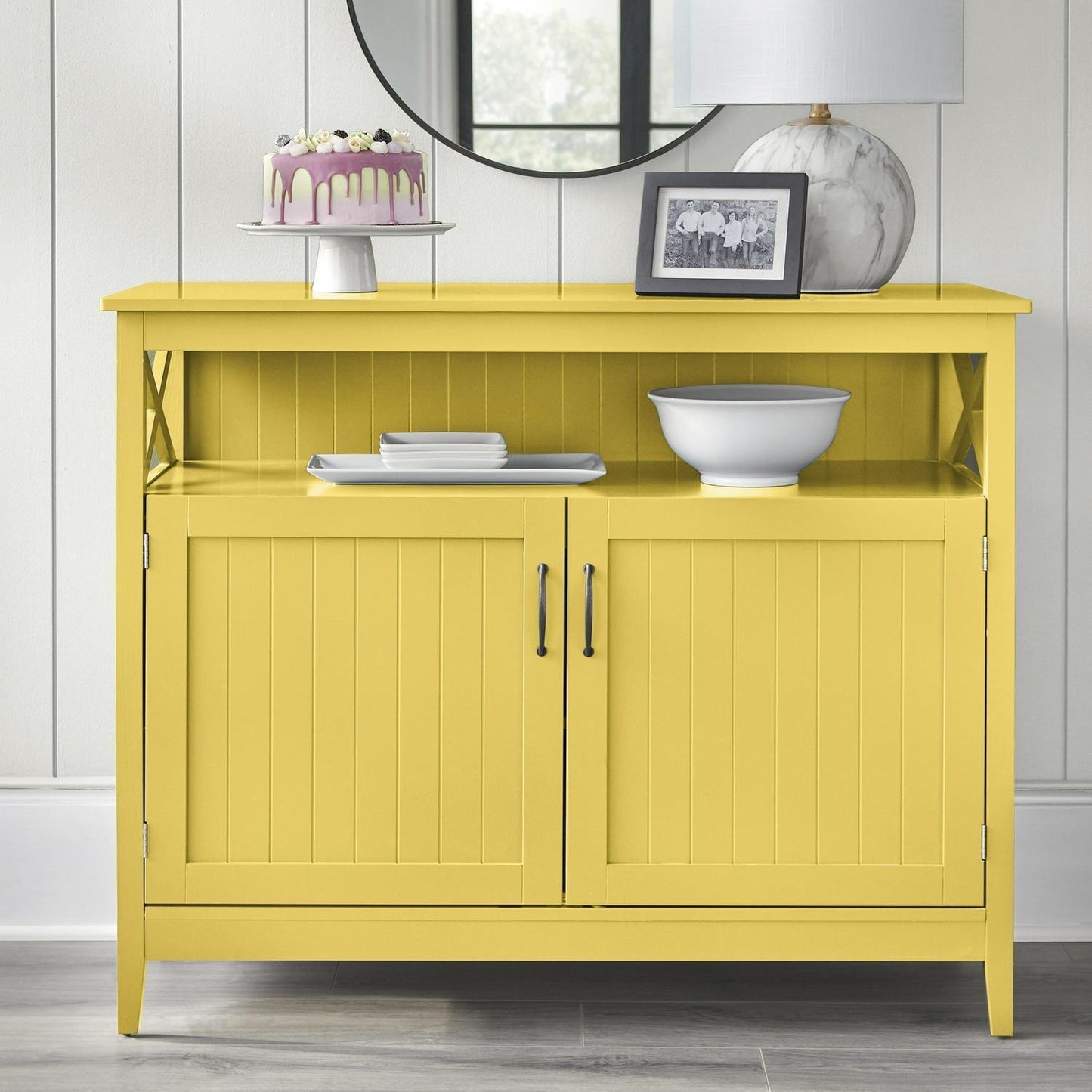 Dining Buffet Storage Cabinet Country Style Sideboard Country Yellow Finish