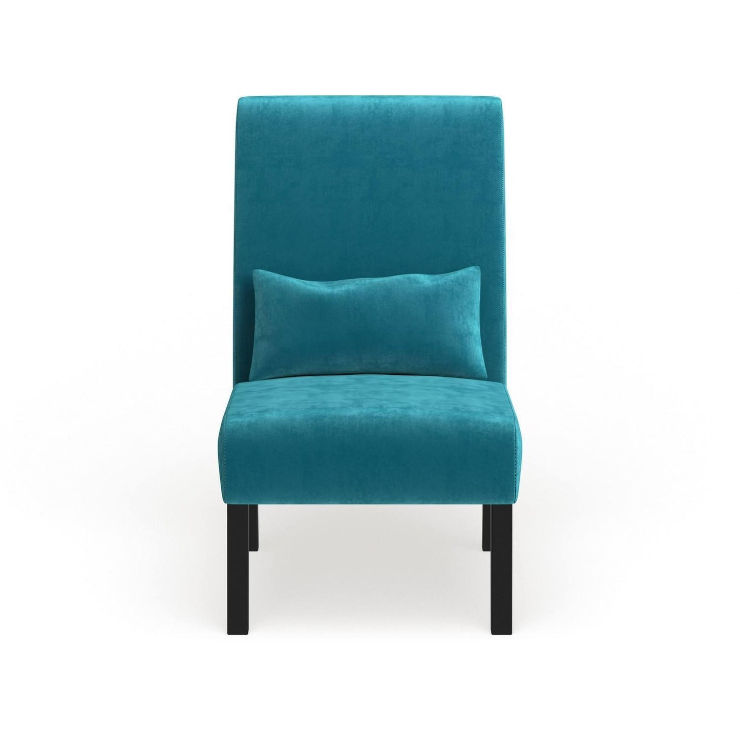 Teal Blue Chenille Fabric Accent Chair w/Matching Pillow - Livingroom, Bedroom