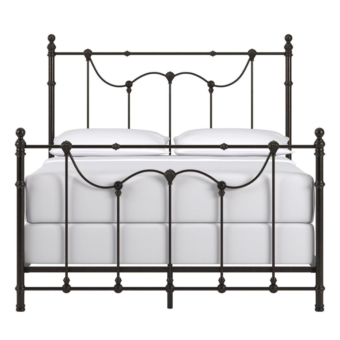 Beautiful Victorian Style Iron Metal Bed in Antique Dark Bronze Finish - QUEEN